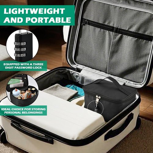 Discreet Lockable Toy Bag Storage Organizer, Women and Men Game Toys Lock Box with Combination Lock 9.45 x 6 x 5.1 Inches for Women and Men Clothes Container(COLOR:black)