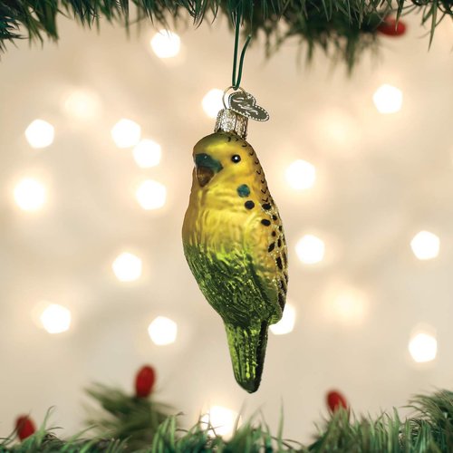 Old World Christmas Miniature Parakeet Glass Blown Ornament for Christmas Tree, Handcrafted Holiday Decoration, Parrot Collection