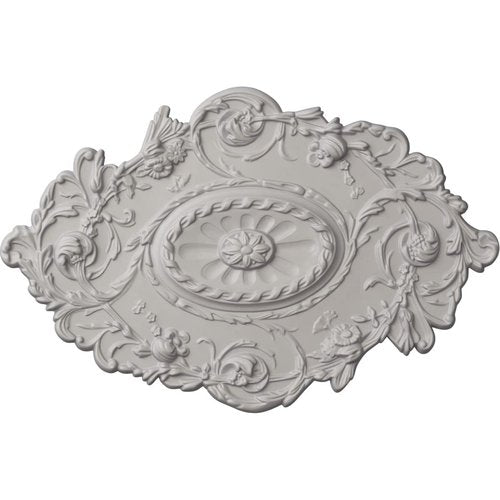 Ekena Millwork CM30SGUWF - 30 1/2"W x 20"H x 1 1/2"P Strasbourg Ceiling Medallion - Ceiling Medallion, Ultra Pure White