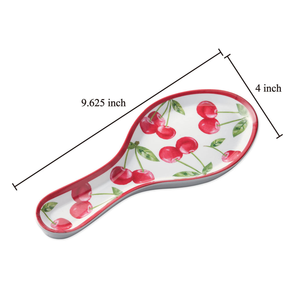 UPware Cherry Melamine Spoon Rest, Cooking Spoon Holder for Stove Top, Kitchen Counter, and Dining Table, 9.625 Inch, Red