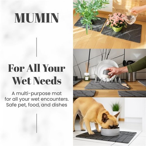 Mu'min-Foldable Stone Bath Mat – Diatomaceous Earth Shower Mat with Non-Slip Rubber Base – Quick Dry, Ultra Absorbent Bathroom Mat – Modern & Minimalist Design – Easy to Clean (23. x 15.5)