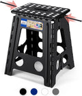 ACKO Folding Step Stool - 16 Inch, 400 lbs Capacity | Collapsible Plastic Stool for Adults & Kids - Black