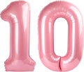 Pearlescent Pink Number 10 Balloons - 40 Inch 10th Birthday Decorations for Girls