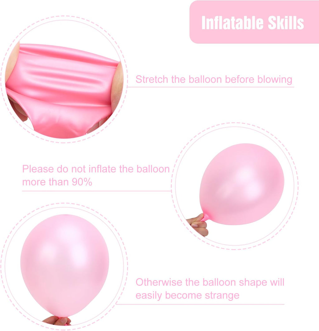 RUBFAC Pearl Pink Balloons - 129-Piece Latex Balloon Garland Kit for Weddings & Parties | 5-18 Inch Sizes