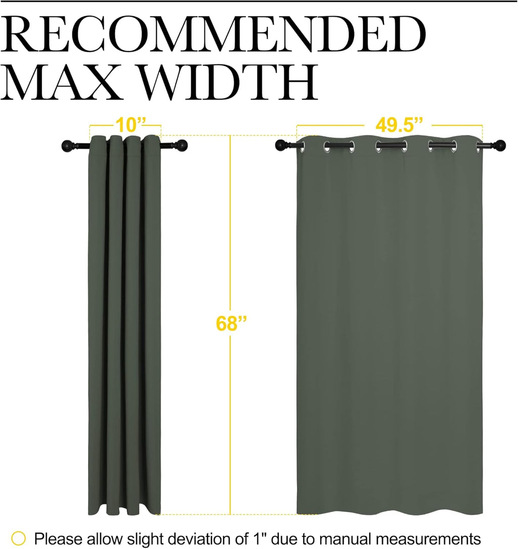 NICETOWN Thermal Insulated Blackout Curtains - Room Darkening Grommet Drapes, Dark Mallard, Set of 2 (55 x 68 Inches)