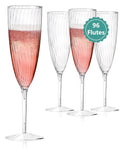Walee Koky Clear Plastic Champagne Flutes, 96 PCS Disposable Reusable Cocktail Cups for Home Daily Life Party Birthday Wedding Toasting Drinking Champagne (6 oz)