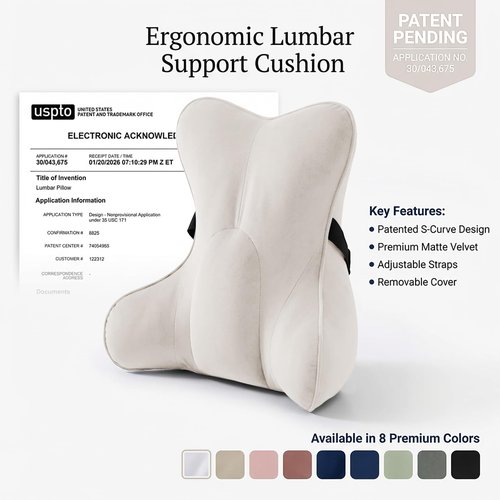 Ailuteie Lumbar Support Pillow(Pat. Pend) – Multi-Functional Ergonomic Back Cushion for Sofa Chair, Car Seat & Sofa, Reading Pillow with Firm Multi-Zone Support to Relieve Lower Back Pain, Misty White
