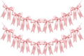 Skiennix 16PCS Pink Bow Garlands - Pre-Strung Satin Ribbon Ornaments for Celebrations & Events