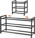 Skiennix Expandable Shoe Rack - Adjustable Metal Organizer for 12 Pairs | 3-Tier Free Standing Design, Black