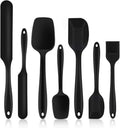 P&P CHEF Silicone Spatula Set - 7 Heat-Resistant Kitchen Utensils for Non-Stick Cooking | Flexible & Dishwasher Safe, Black