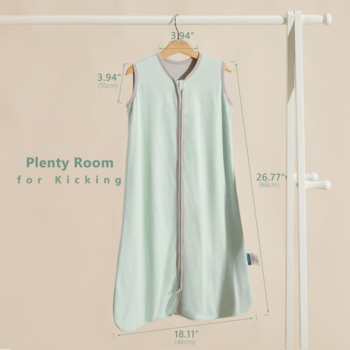 TILLYOU Baby Sleep Sack 0-6 Months, 1.0 Tog Soft Double Zipper Sleeping Sack Wearable Blanket, Green