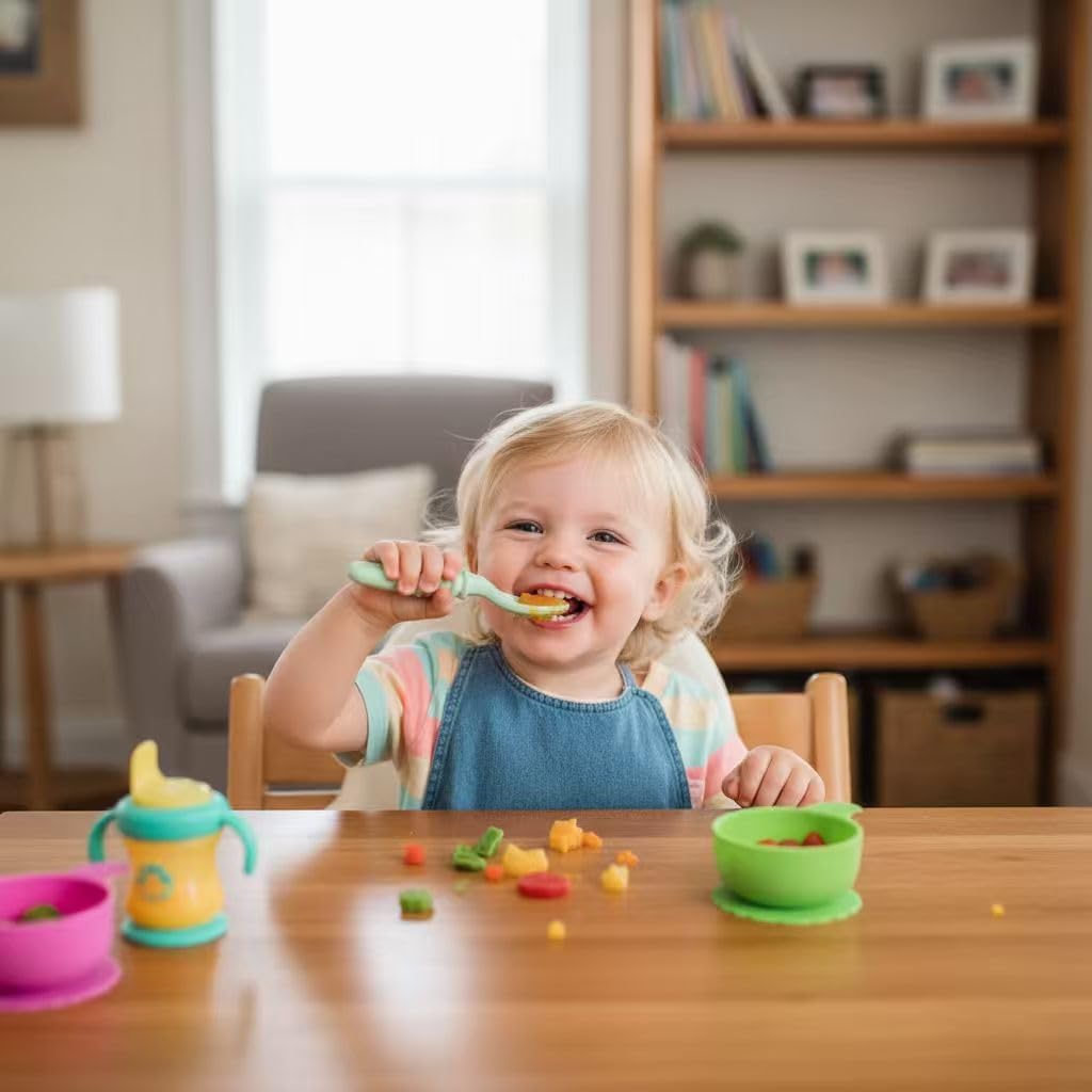 PandaEar Baby Spoons - 7 Pack Soft Silicone Self-Feeding Utensils for Toddlers | BPA-Free, Easy-Grip Design