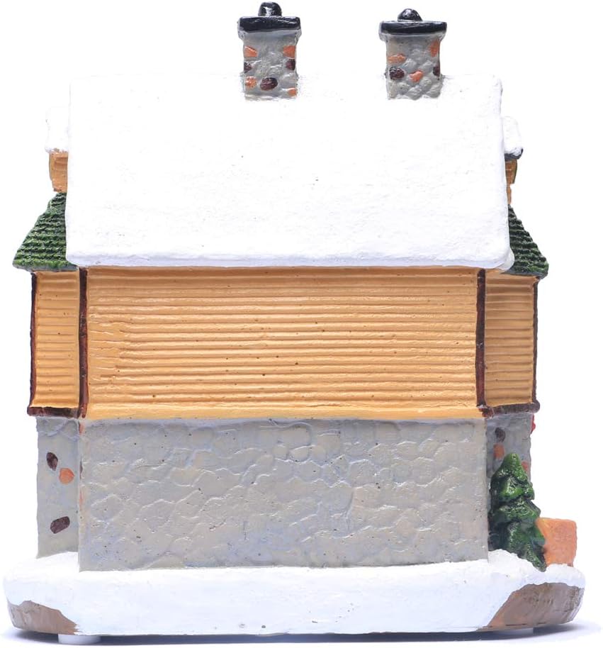 Skiennix Christmas Village House - Lighted Winter Ski Lodge Scene Decoration | Festive Ornament