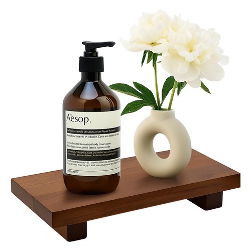 Acacia Wood Riser Pedestal Stand Farmhouse Small Bathroom Vanity Tray Rustic Wooden Hand Soap Dish Dispenser Holder for Kitchen Sink Counter Decorative Tray Modern Bathroom Decor Organizer Accessories