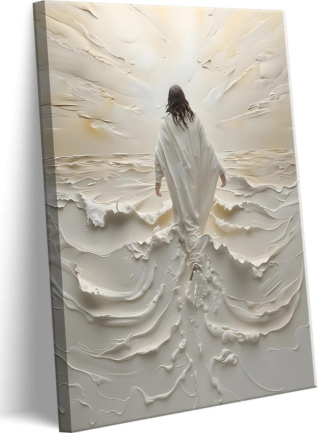 Regine Switzerland Abstract Jesus Walking on Water Canvas Wall Art - Modern Christian Decor 12x16in