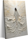 Regine Switzerland Abstract Jesus Walking on Water Canvas Wall Art - Modern Christian Decor 12x16in