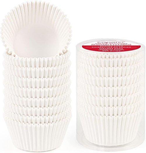 Caperci White Cupcake Liners - 200 Count Greaseproof Baking Cups for Weddings & Parties