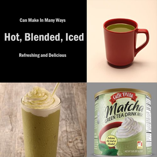 Caffe D'Vita Matcha Green Tea Drink Mix - Japanese Matcha Green Tea Powder, Gluten Free, Low Fat, No Cholesterol, No Hydrogenated Oils, No Trans Fat, Kosher-Dairy, Green Matcha Tea Powder - 2 Lb Can