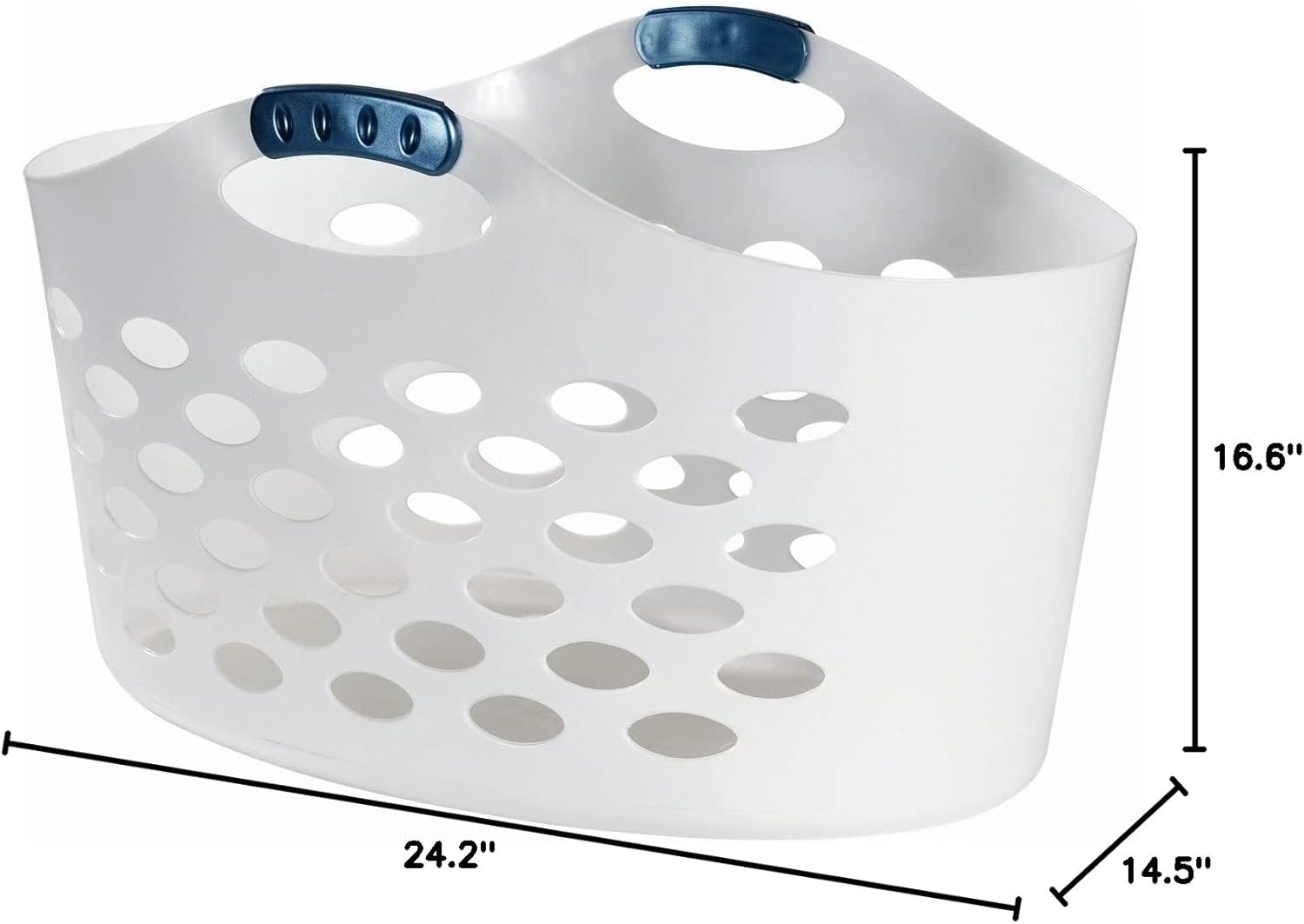 Rubbermaid Flexible Laundry Basket - 1.5 Bushel Capacity with Convenient Carrying Handles | White Storage Solution for Home & Garage