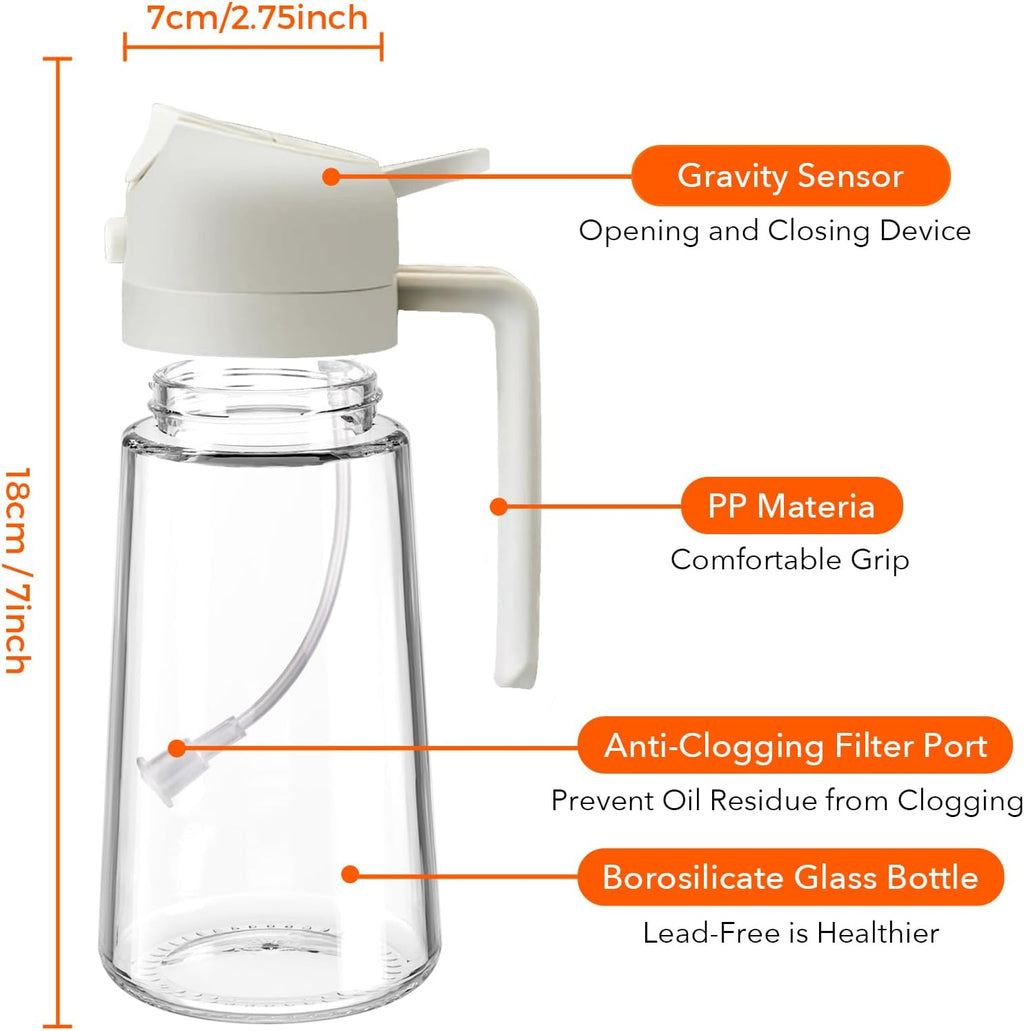 YARRAMATE Glass Olive Oil Sprayer - 16oz Food Grade Premium Dispenser for Cooking & BBQ (Creamy White)