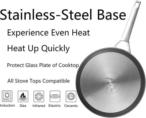 MsMk 3.0 Quart Nonstick Deep Frying with Lid, 9.5 Inch Titanium and Ceramic Nonstick Saute Pan with Lid, Stay Cool Handle, Induction Cookware, Oven & Dishwasher Safe, PFOA PFOS APEO Free