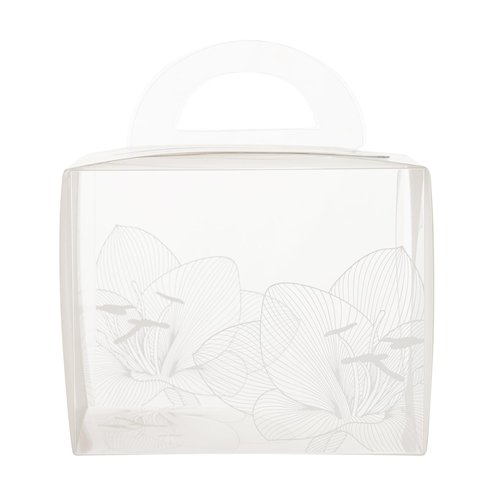 Restaurantware-5 Inch x 3.25 Inch Individual Cupcake Boxes, 100 Disposable Cupcake Display Boxes - With Handle, Lotus Accent, Clear Plastic Single Cupcake Containers, For Weddings Or Birthdays
