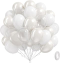 Skiennix 60-Piece White Balloon Set - Clear Pearl Finish for Bridal Shower & Wedding Decor