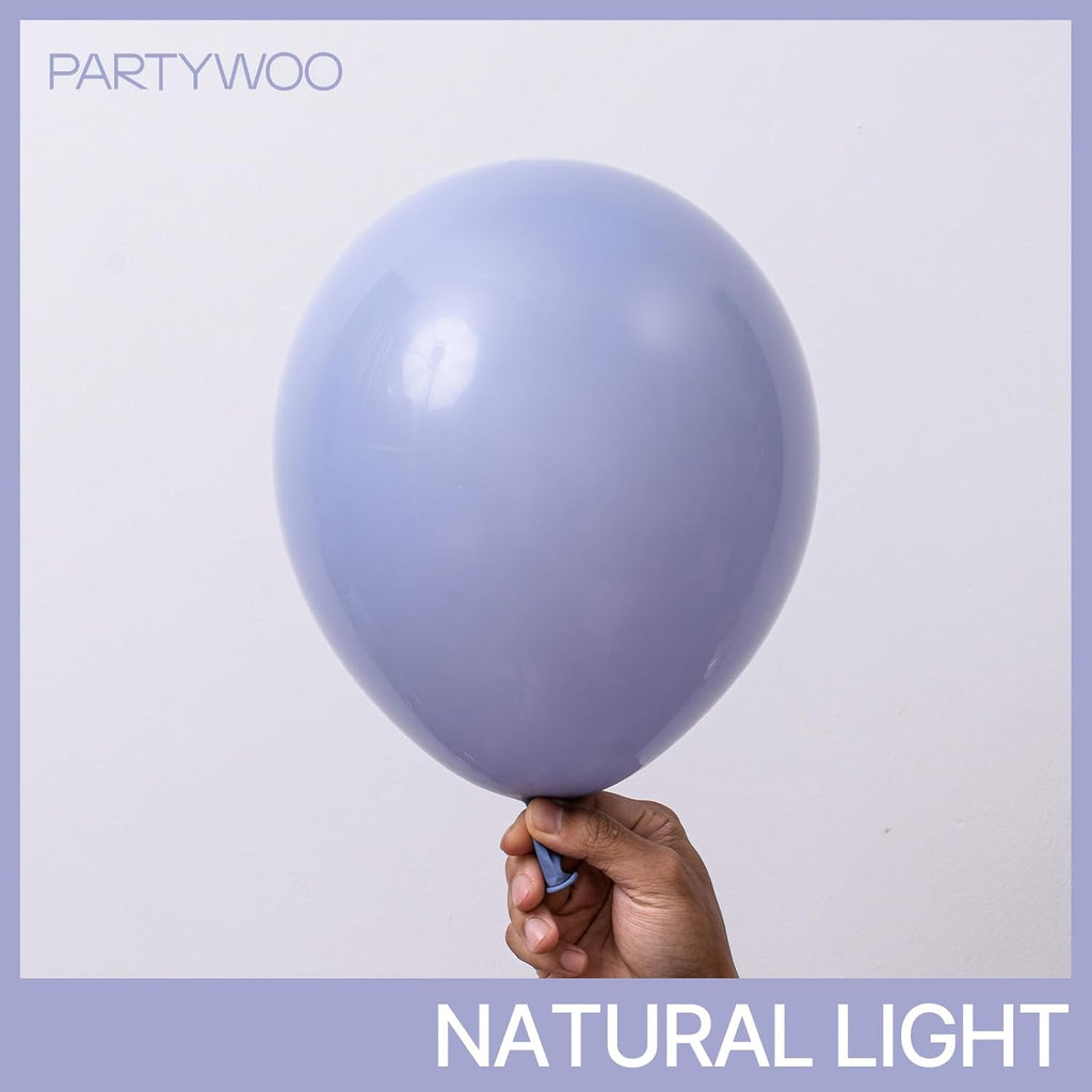 PartyWoo Dusty Blue Balloons - 100pcs 12 Inch Latex for Baby Showers & Celebrations | Boho Purple & Lavender