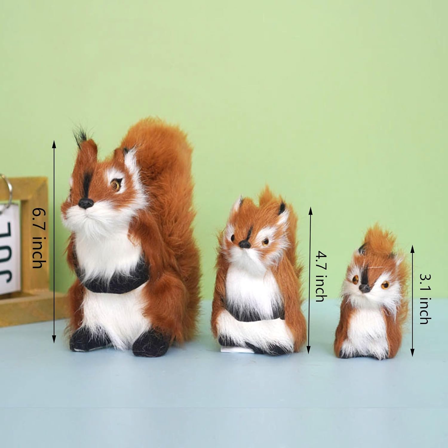 Skiennix Realistic Furry Squirrel | Lifelike Faux Fur Easter Basket Stuffer | 3.1-Inch Home Decoration
