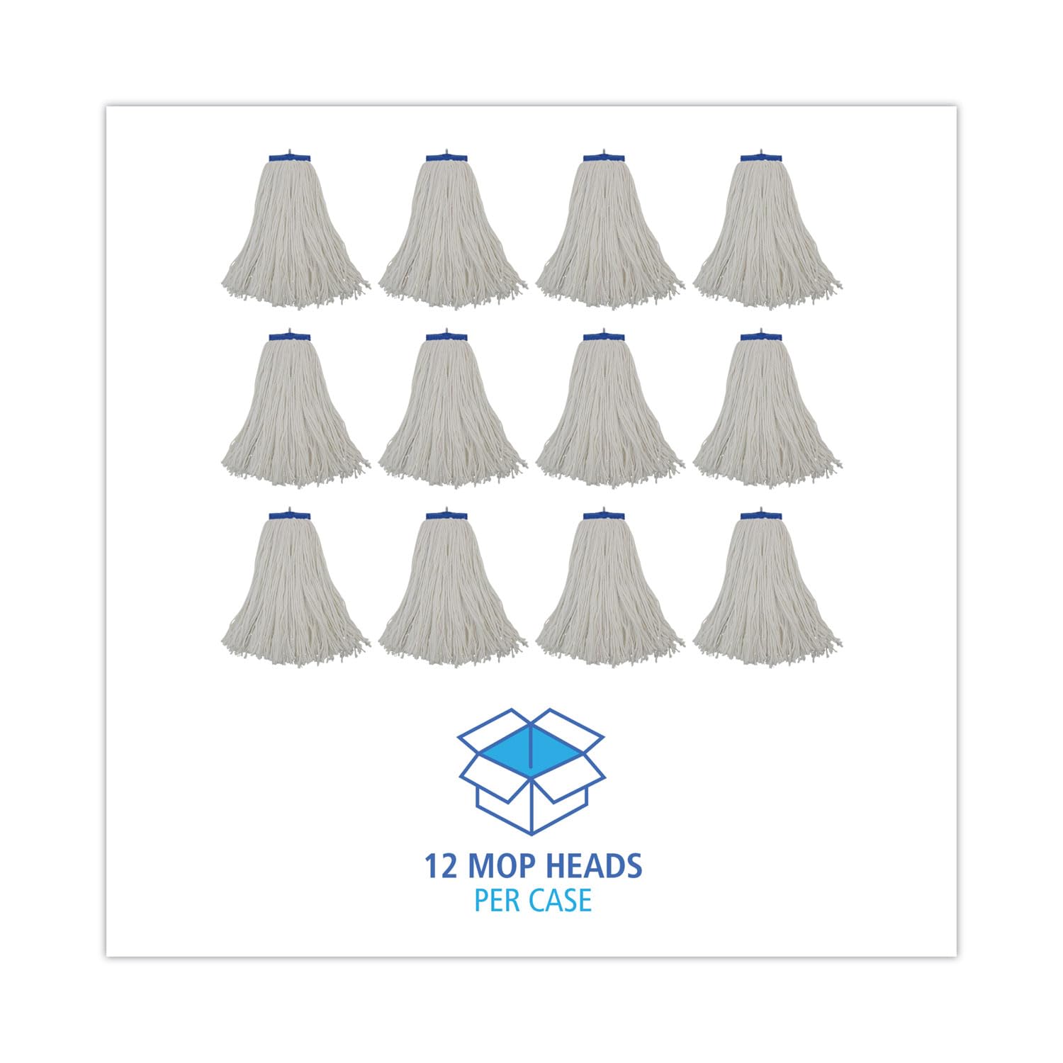 Boardwalk UNS 716R Cut-End Lie-Flat Wet Mop Head, Rayon, 16oz, White (Pack of 12)