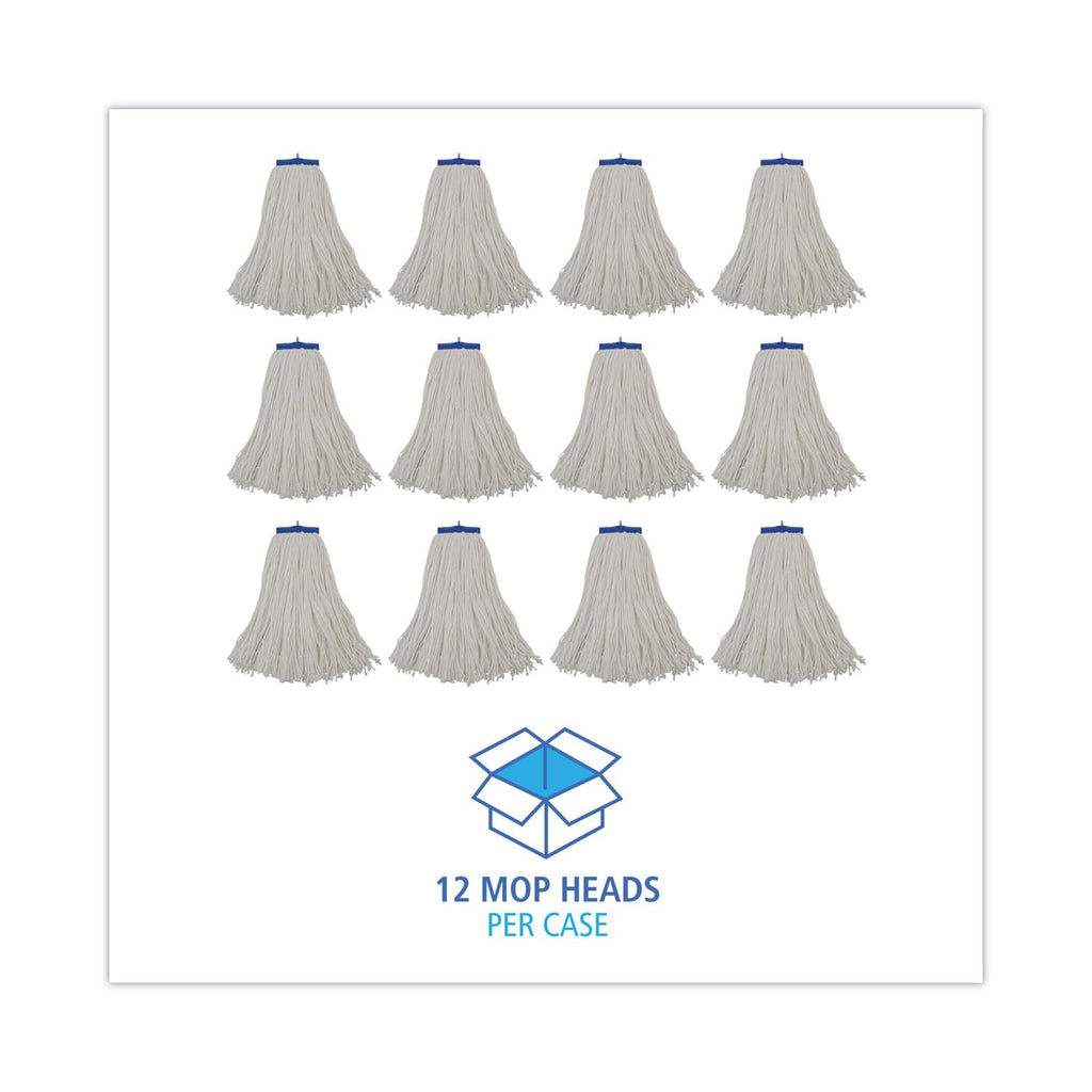 Boardwalk UNS 716R Cut-End Lie-Flat Wet Mop Head, Rayon, 16oz, White (Pack of 12)