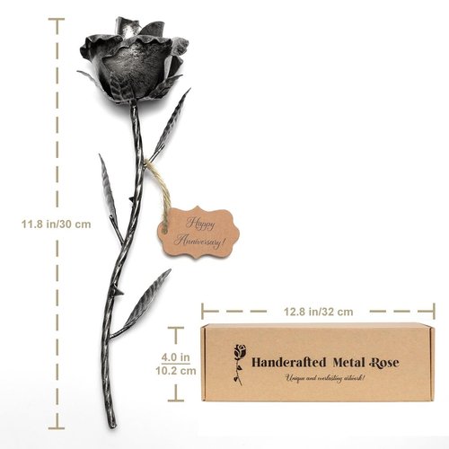 BESZONE Iron Gifts for 6th Anniversary Metal Rose Iron 6 Year Wedding Anniversary for Her Him Gift 11 Year 11th Everlasting Rose Steel Flower Handcrafted Love Stained Artwork
