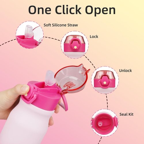BJPKPK Insulated Water Bottle - 25oz Stainless Steel Flask with Straw & Carry Handle