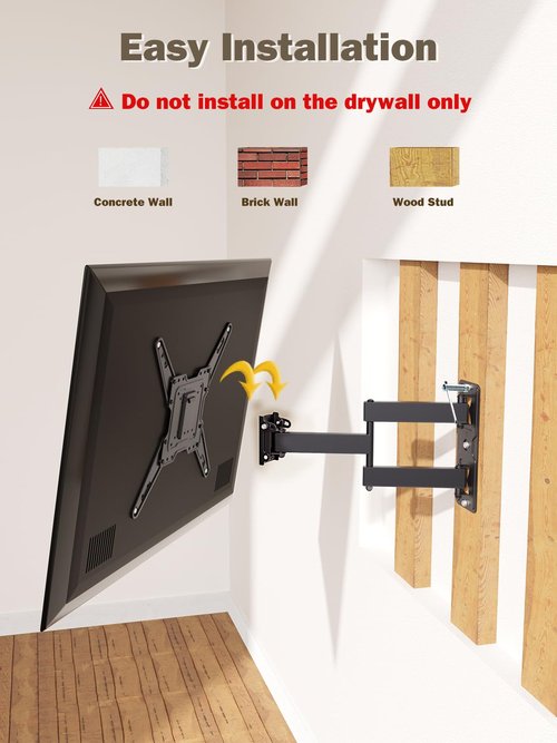 Mounting Dream UL Listed TV Wall Mount for Most 26-55 Inch TVs, Full Motion TV Mount with Perfect Center Design, Articulating Wall Mount TV Bracket Swivel and Tilt, Max VESA 400x400mm, Up to 77LBS