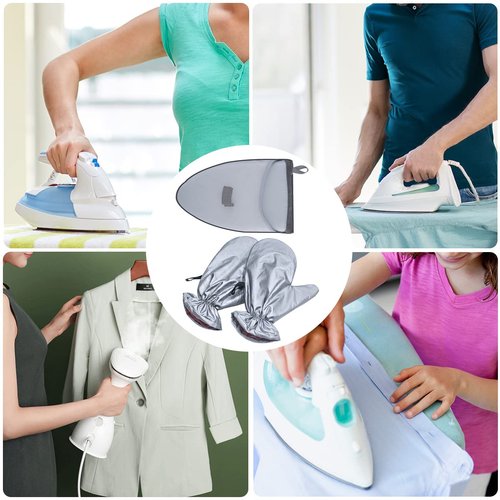 Rumexeng 3PCS Garment Steamer Ironing Gloves, Waterproof Care Anti Steam Mitt with Finger Loop, Heat Resistant Protective Gloves Iron Board for Clothes Steamers (Pointy)