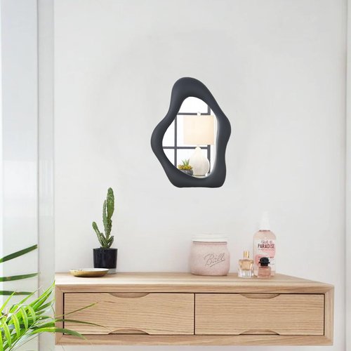 YCHMIR Small Wall Mirror Table Mount Cosmetic Mirror 10 “L x 8.8 ”W (Black)