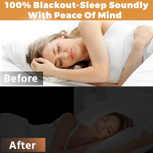 100% Blackout Curtains for Bedroom 57x118 inch,Removable Cuttable No Drill Blackout Shades,Portable Temporary Black Out Window Cover,Black Out Blinds for Nursery,Dorm,Travel,RV or Renter Use