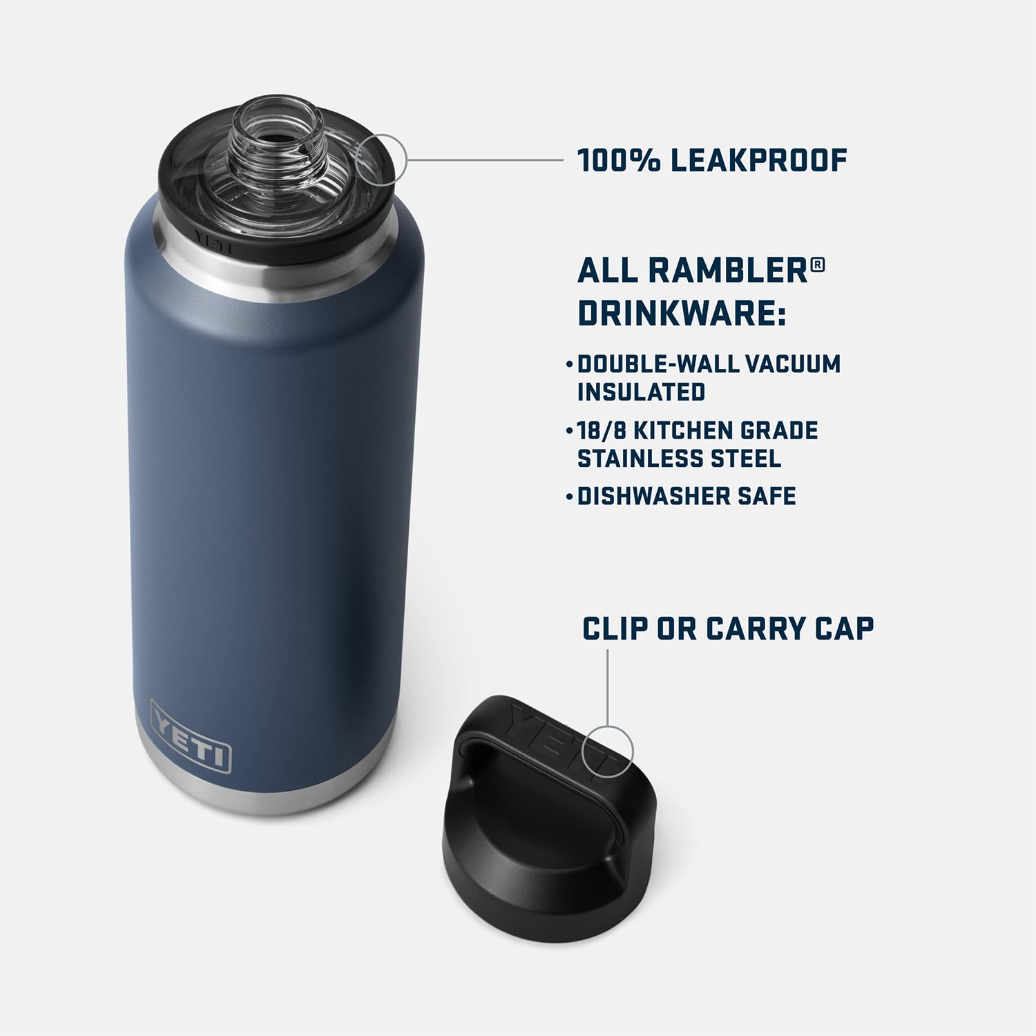 YETI Rambler 46 oz Bottle, Leakproof, Vacuum Insulated, Stainless Steel with Chug Cap, Power Pink