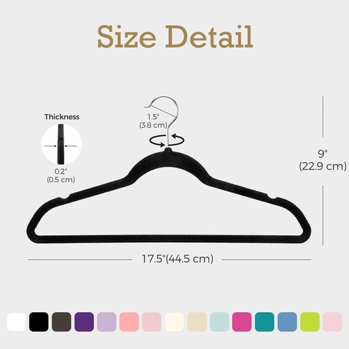 HOUSE DAY Black Velvet Hangers - 40 Pack Non-Slip Heavy Duty Felt Hangers | Premium Slim Space-Saving Design