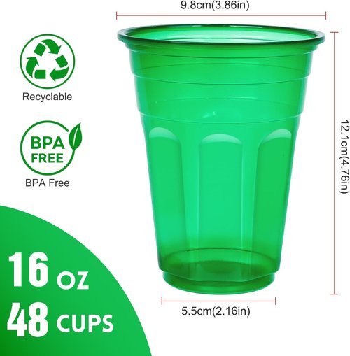 EcoDispose 16 oz Reusable Plastic Party Cups - 48 Count Bulk, BPA-Free & Shatter-Resistant for Events