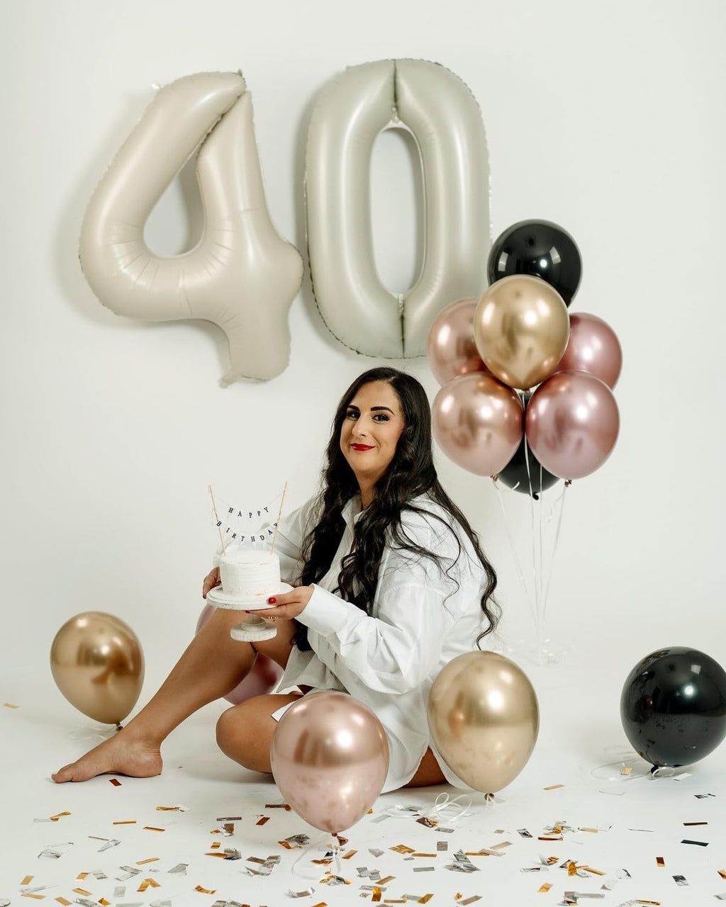 Numbers 14 Balloons - Large 40 Inch Cream Foil Balloons for 14th Birthday & Wedding Decor