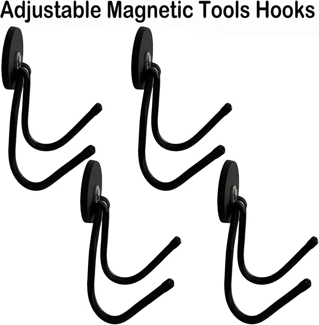 Skiennix Magnetic Hooks - Heavy Duty Power Tool Organizer Rack | 4 Pack for Garage & Workshop Storage