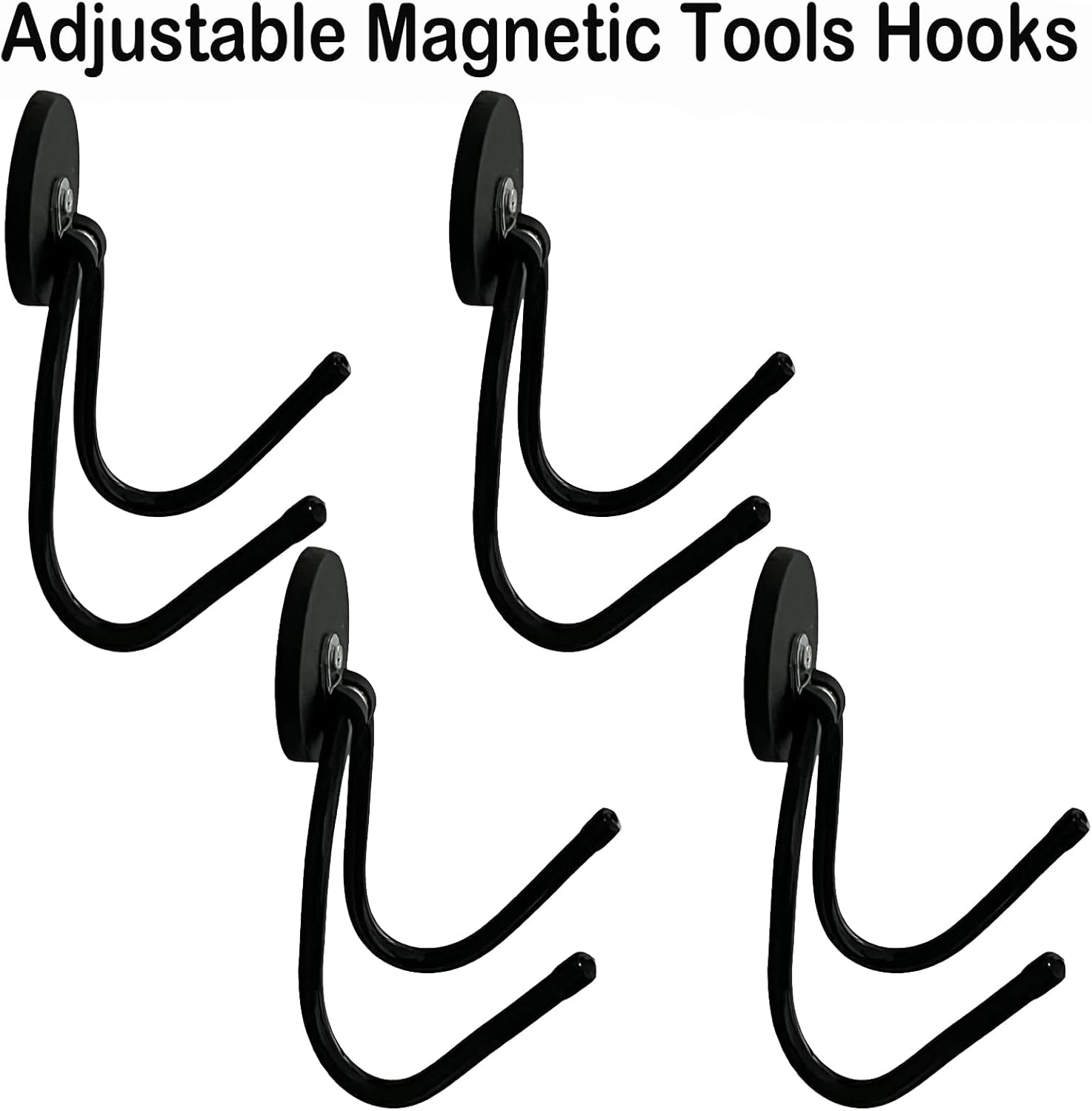Skiennix Magnetic Hooks - Heavy Duty Power Tool Organizer Rack | 4 Pack for Garage & Workshop Storage