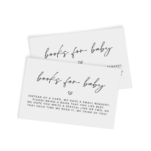 Books For Baby Cards, 3.5x2 White, Books For Baby Shower Request Cards - Bring a Book Instead of a Card Baby Shower