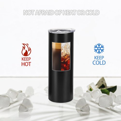 YOUKE OLA 16 Pack Stainless Steel Skinny Tumblers Straight Double Wall Insulated Tumbler Bulk with Lid and Straw for, DIY Gift, 20oz Black