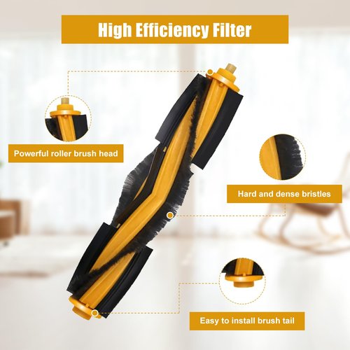 17 Pack Replacements Parts for Ecovacs Deebot Ozmo 920/950/T5/T8/T8MAX T8Power T8aivi T8+/ N8+/N8 Pro/ N8 Pro Plus Accessories, 2 Roller Brushes, 10 Side Brush, 4 Filter