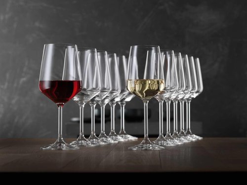 Spiegelau Style Red and White Wine Glasses, Modern Stemmed Wine Glasses, Elegant Glassware for Dinner Parties, Home Bar Cart Accessories, Hosting Essentials, and Wedding Gifts, Set of 12