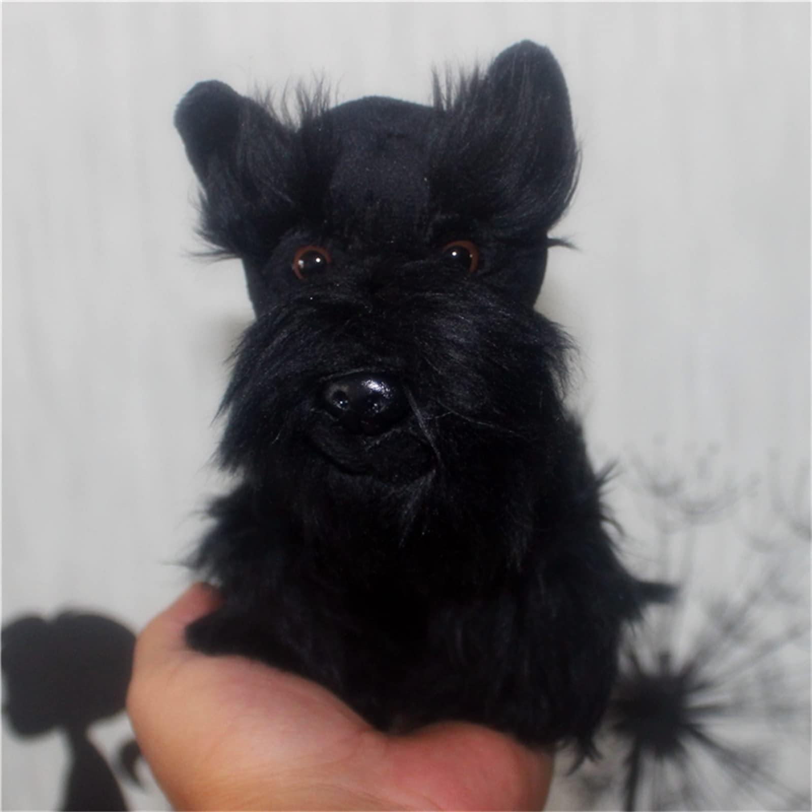 7Inches Lifelike Black Schnauzer Plush Soft Stuffed Animal Cute Aberdeen Terrier Plushie Cute Pillow Doll Home Decor