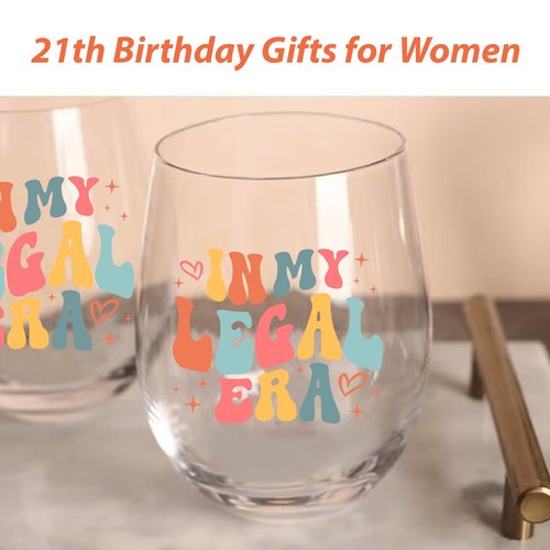 Lamyba 21st Birthday Gifts for Her/Women - In My Legal Era Wine Glass, 21 Year Old Birthday Decorations For Women, 21st birthday Gifts Ideas For Female, Friends, Daughter, Sister, 15oz