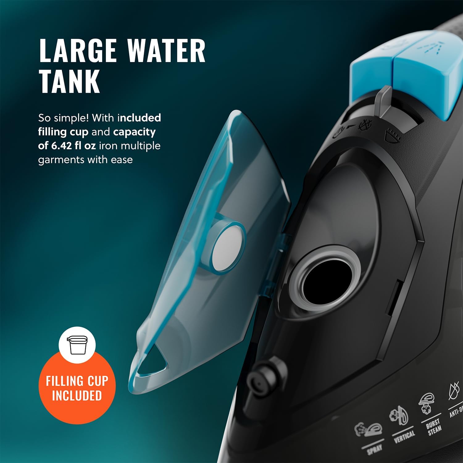 PurSteam Professional 1250W Steam Iron - Powerful Steamer with Burst of Steam & Non-Stick Soleplate
